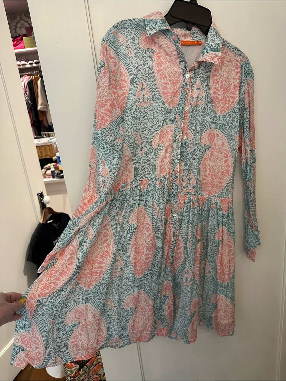 Oliphant Women's Pink & Mint Paisley Button-Front Dress - Picture 5 of 7